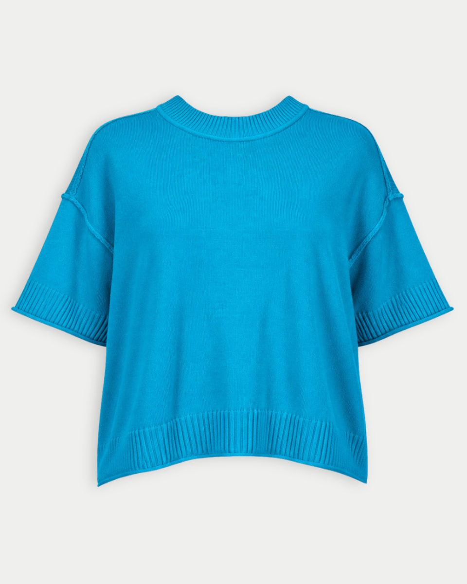 Blue sweater on a white background