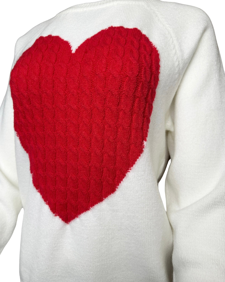 Heart Shape Cable Detail Sweater Top - Blackbird Boutique