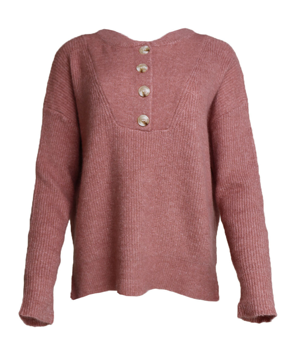 Mauve Henley Pullover Sweater - Blackbird Boutique
