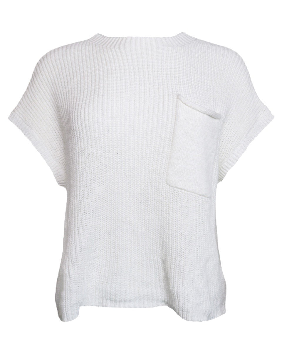 Short Sleeve Knit Top in Off-White - Blackbird Boutique