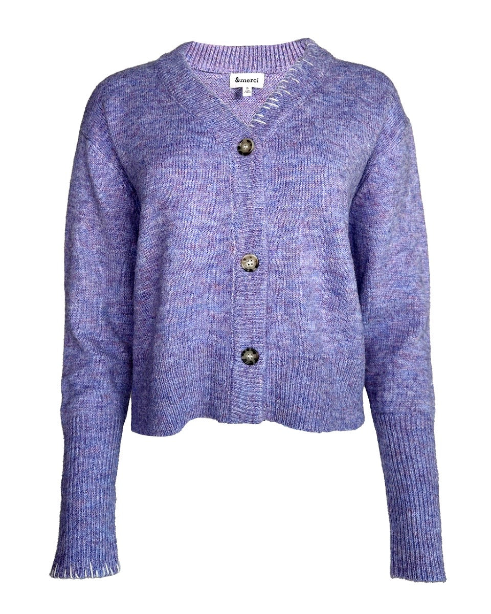 Boxy Knit Cardigan in Aurora Purple - Blackbird Boutique