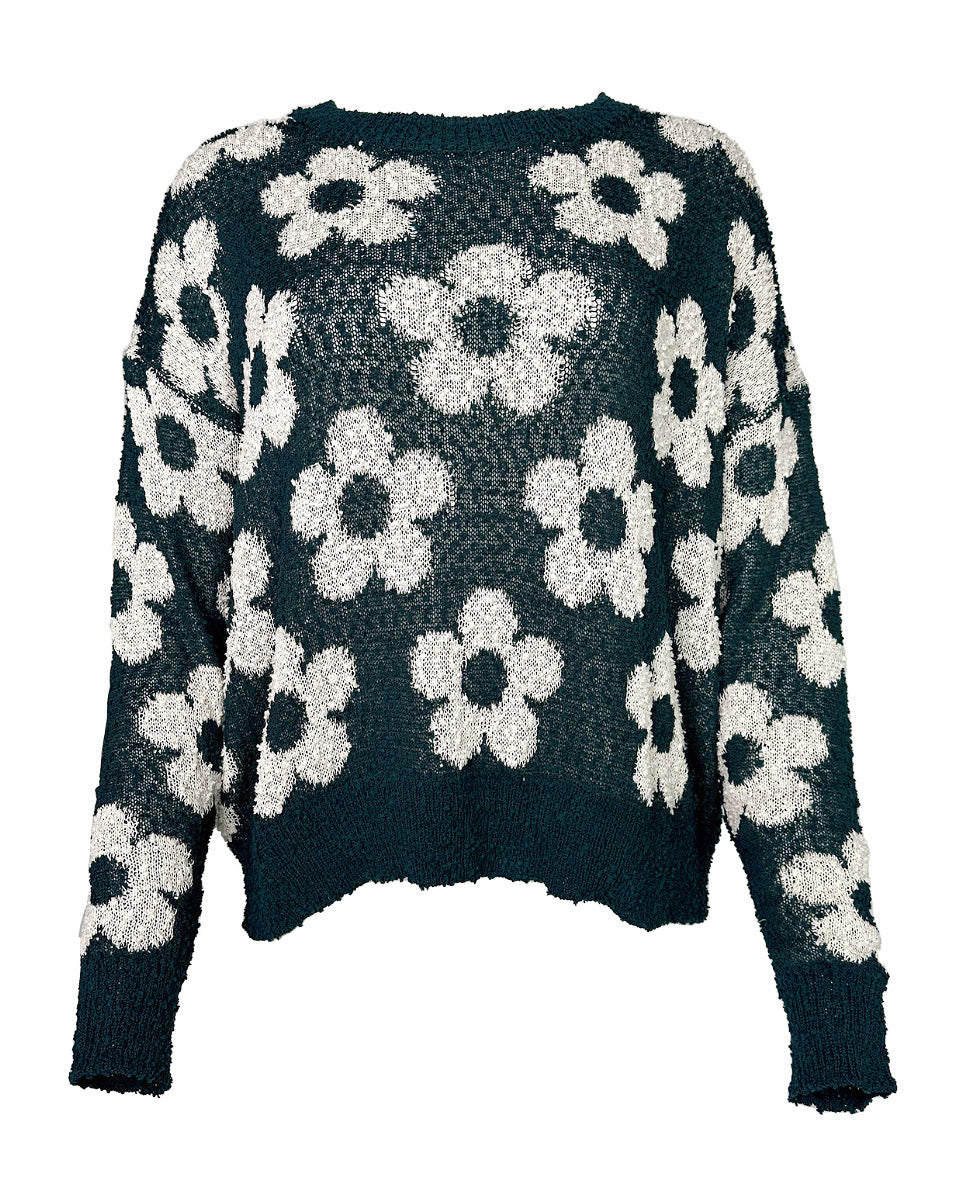 Long Sleeve Floral Sweater - Blackbird Boutique