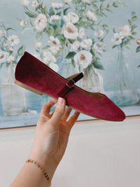 Velvet Ballet Flats in Red - Blackbird Boutique