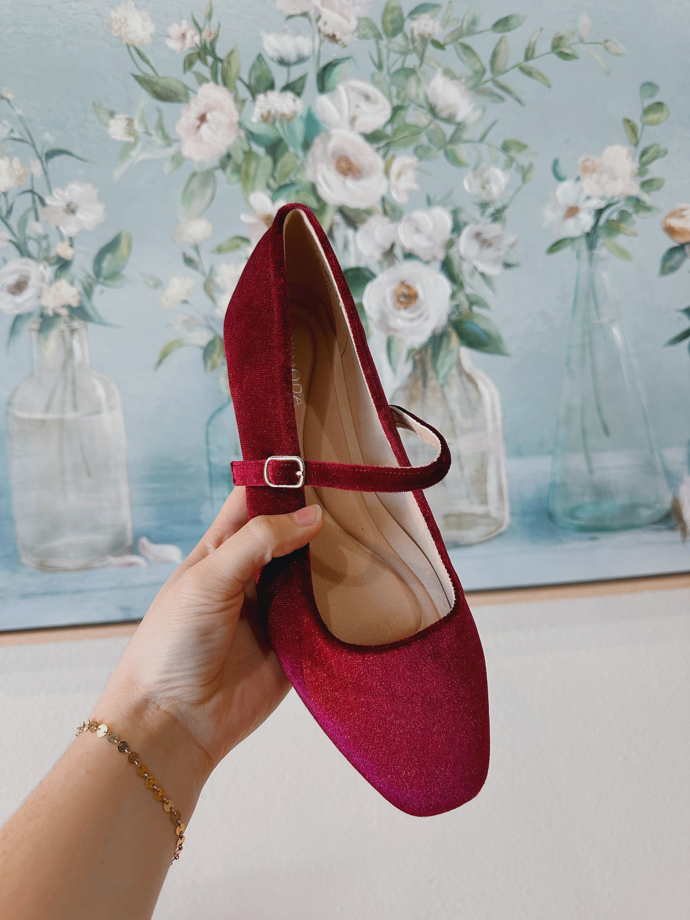 Velvet Ballet Flats in Red - Blackbird Boutique