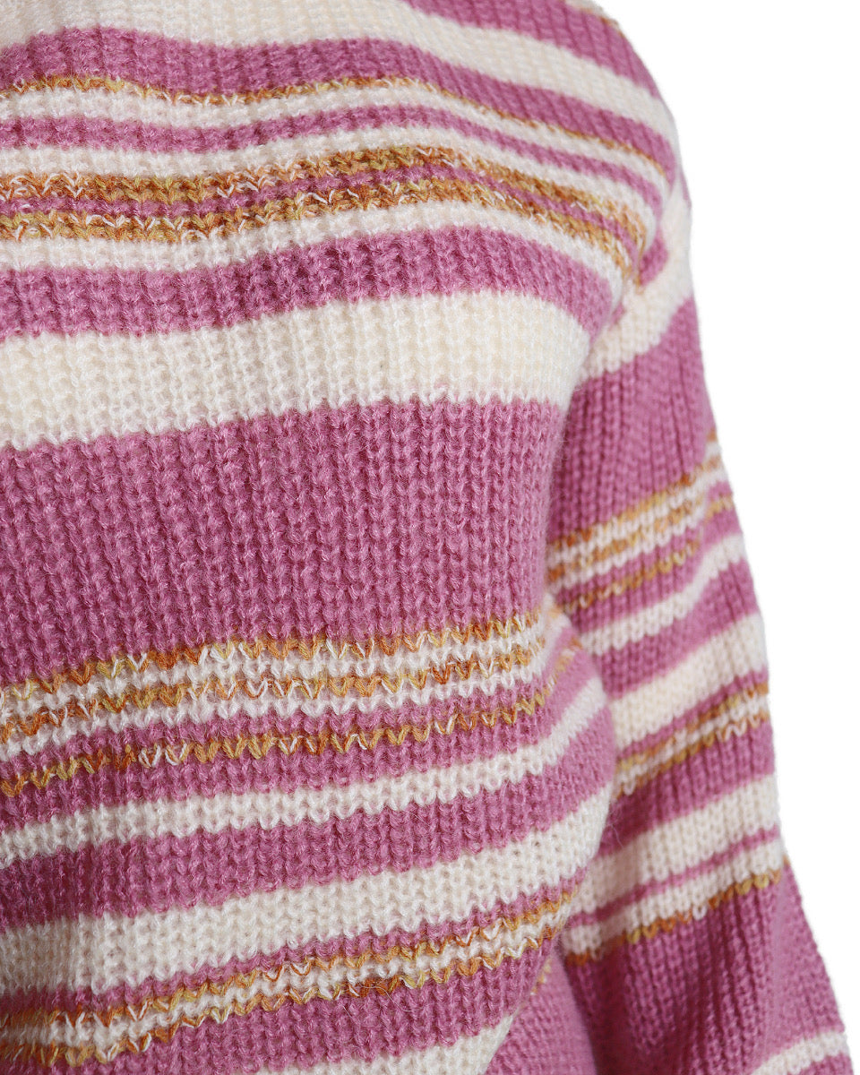 Mauve Mixed Striped Pullover Sweater - Blackbird Boutique