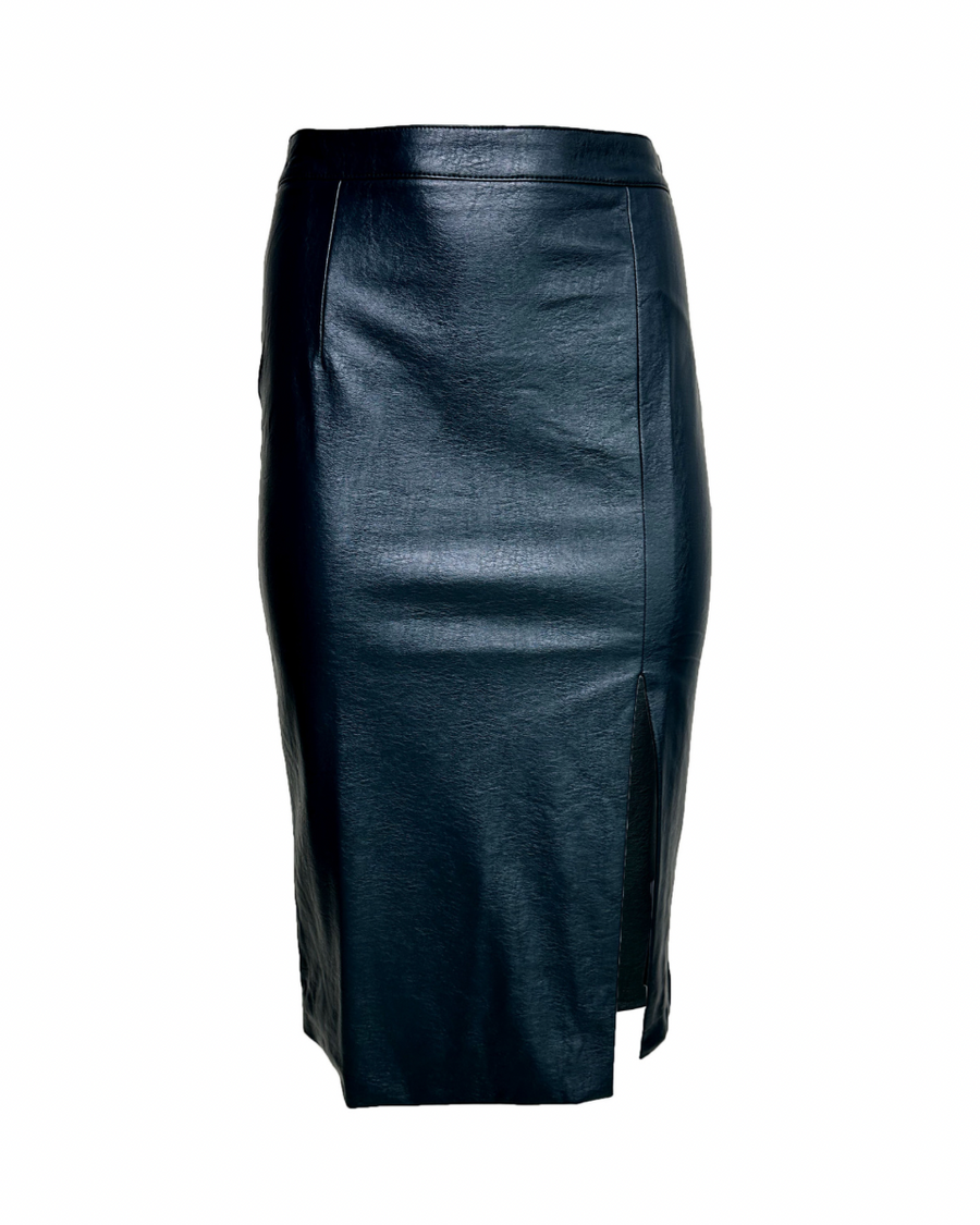 Green Vegan Leather Pencil Skirt - Blackbird Boutique