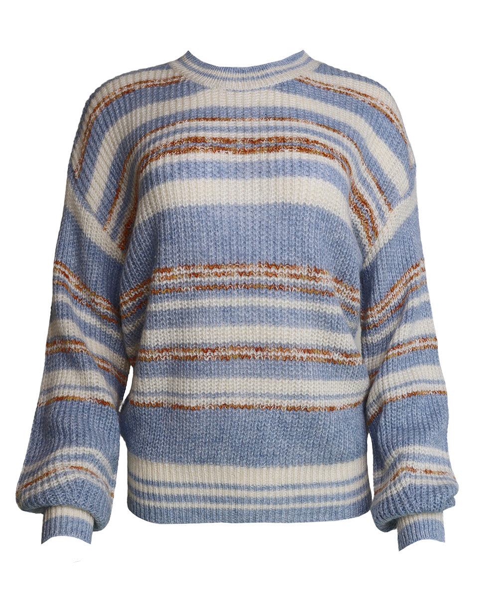 Blue Mixed Striped Pullover Sweater - Blackbird Boutique