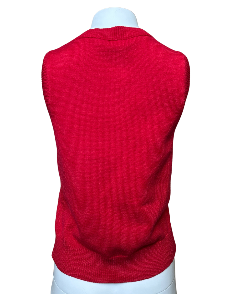 Sleeveless Button Front Sweater Top in Red - Blackbird Boutique