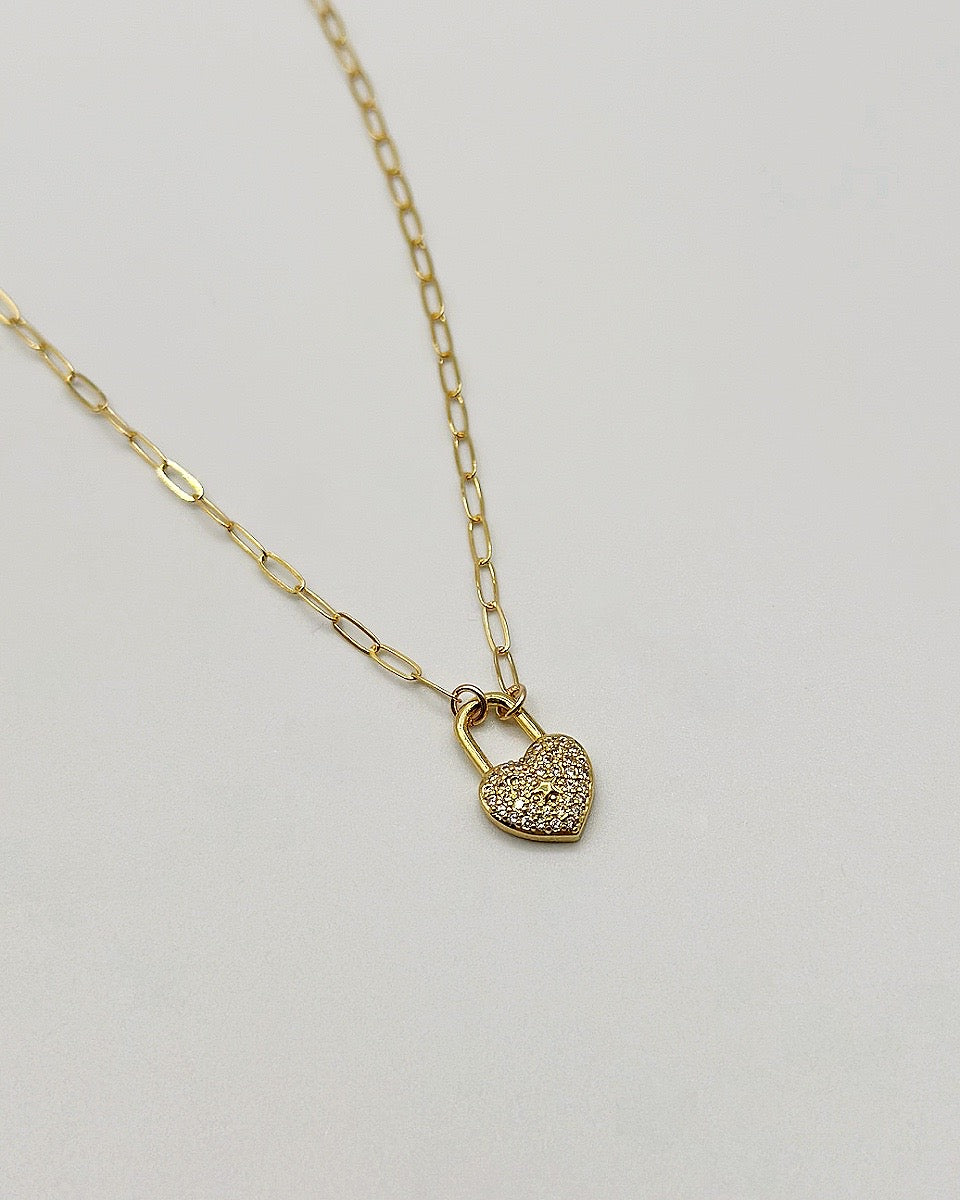 14K Gold Filled Heart Lock Pendant Necklace - Blackbird Boutique