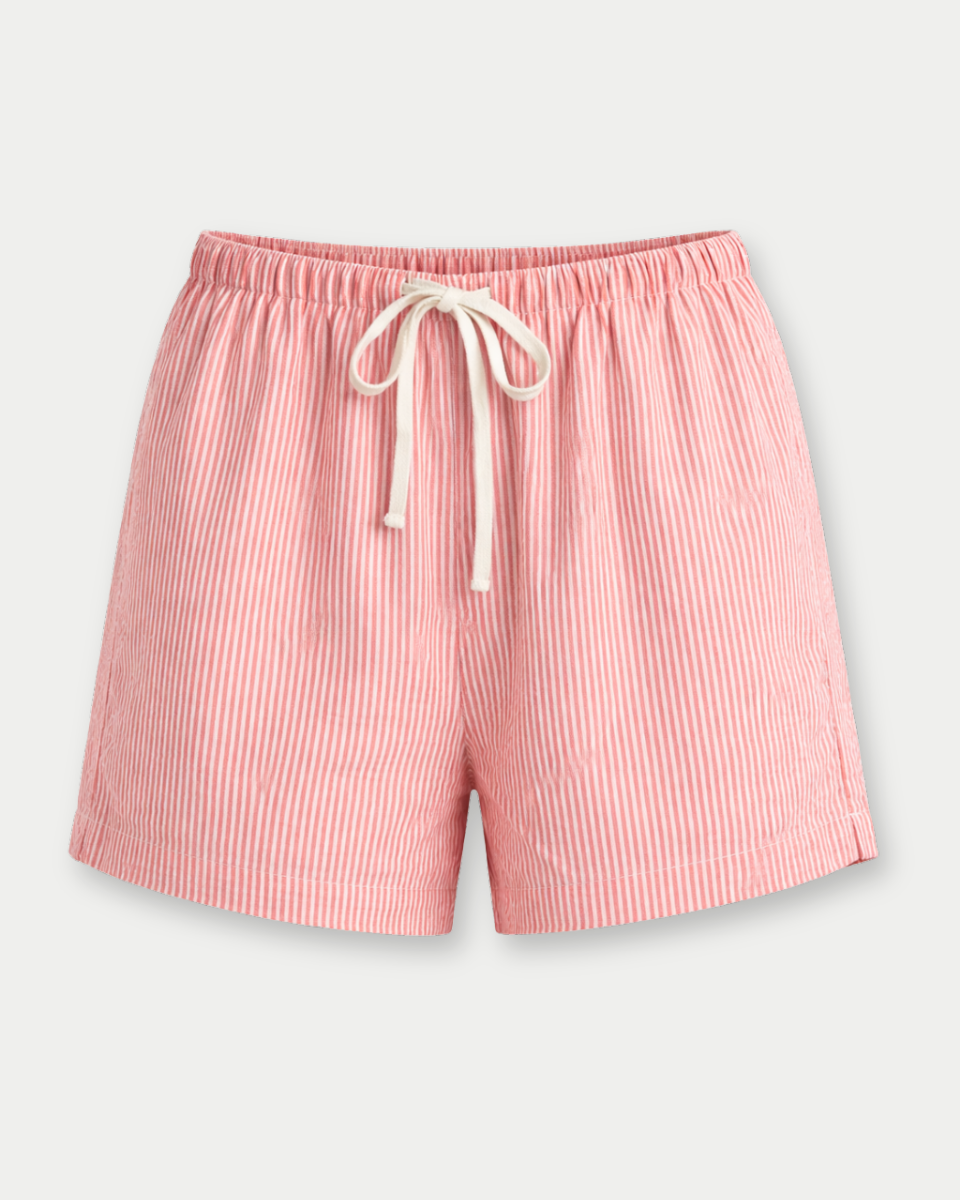 Casual Striped Drawstring Shorts in Red - Blackbird Boutique