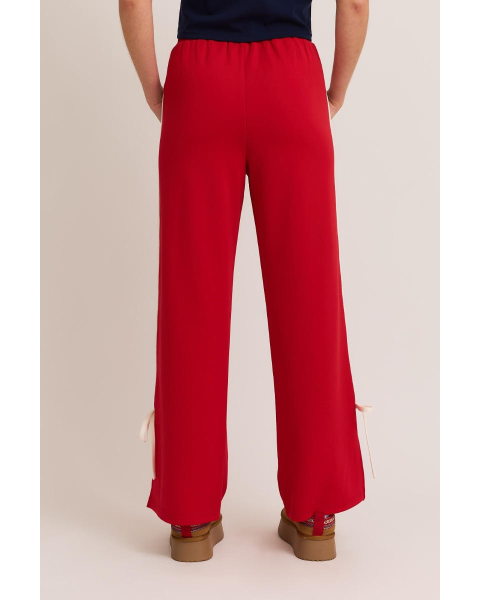 Bow Detail Track Pants in Red - Blackbird Boutique