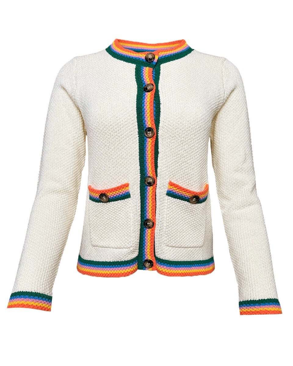 Knit Pocket Cardigan with Contrasting Color Trim - Blackbird Boutique