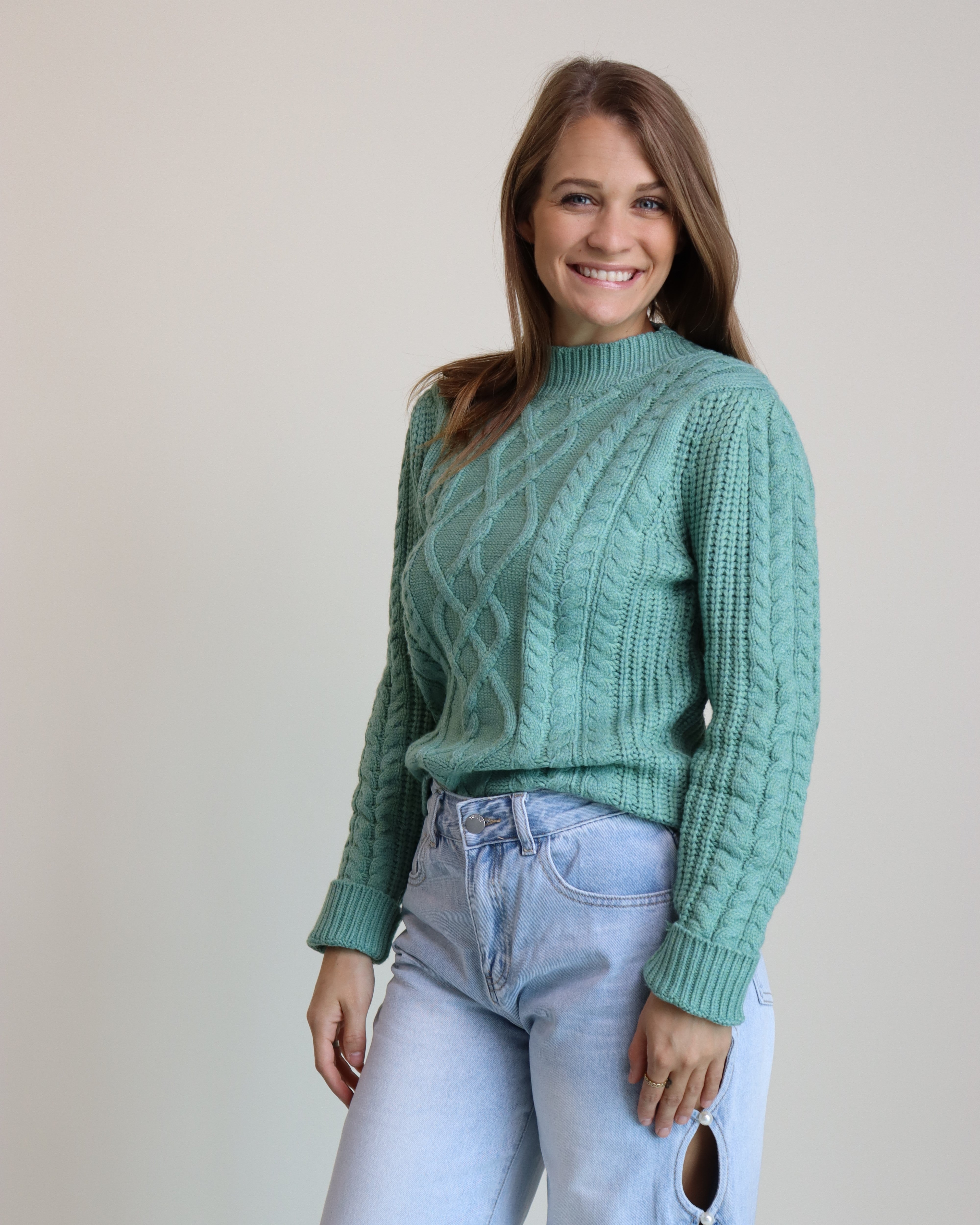 Mixed Cable Knit Sweater - Blackbird Boutique