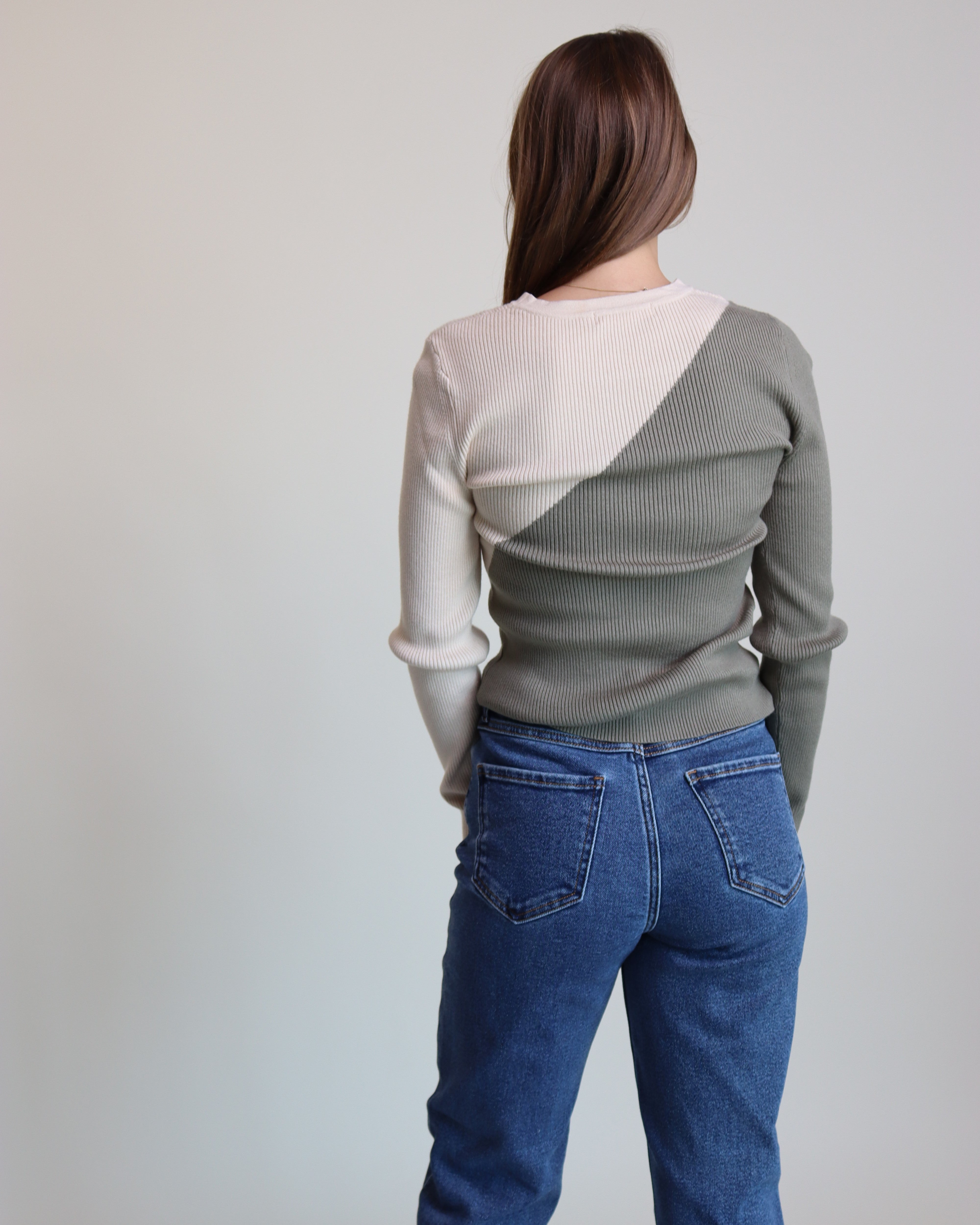 Asymmetrical Color Block Sweater - Blackbird Boutique