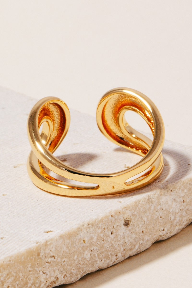 Rounded Layered Metallic Open Band Ring