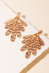 Hammered Oval Fringe Dangle Earrings