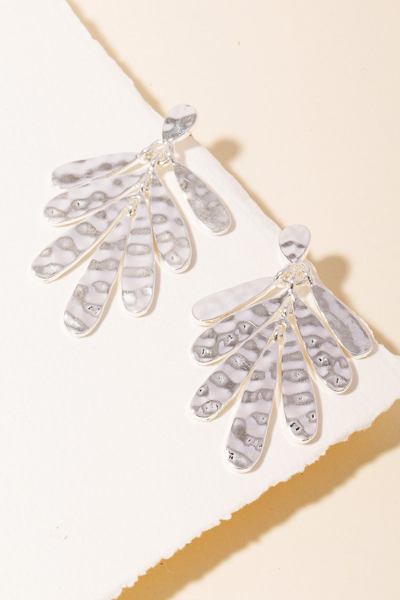 Hammered Oval Fringe Dangle Earrings