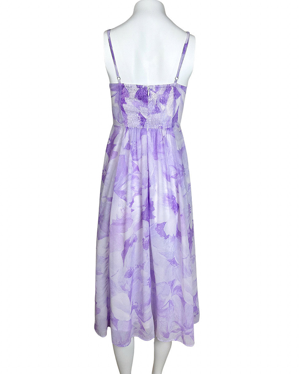 Lavender Floral Midi Dress - Blackbird Boutique