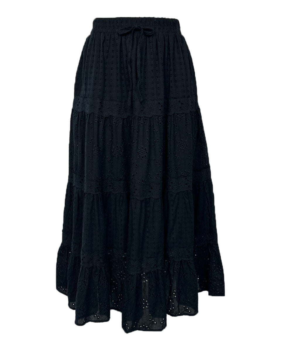 Black Eyelet Midi Skirt | Blackbird Boutique