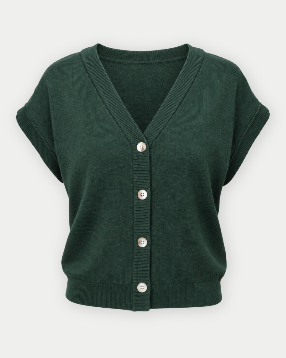 Jesse Soft Cotton Button Down Sweater Vest in Hunter Green