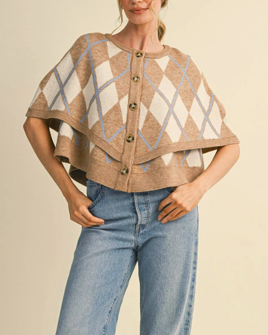 Jessica Argyle Button Down Cape Cardigan - Blackbird Boutique