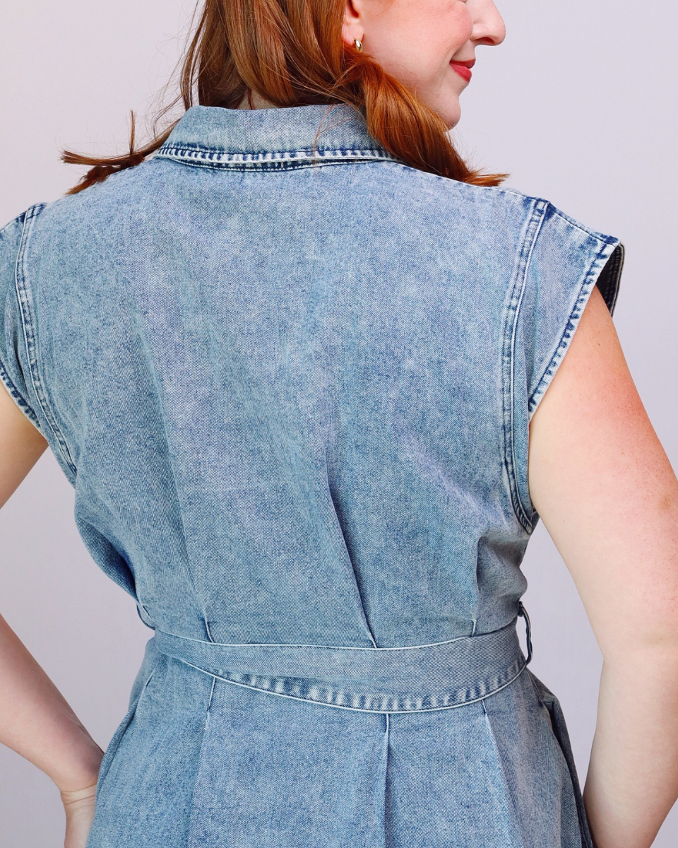 Lottie Denim Belted Button Up Shirt Dress - Blackbird Boutique