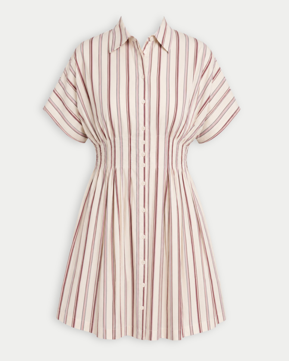 Striped shirt dress on a white background