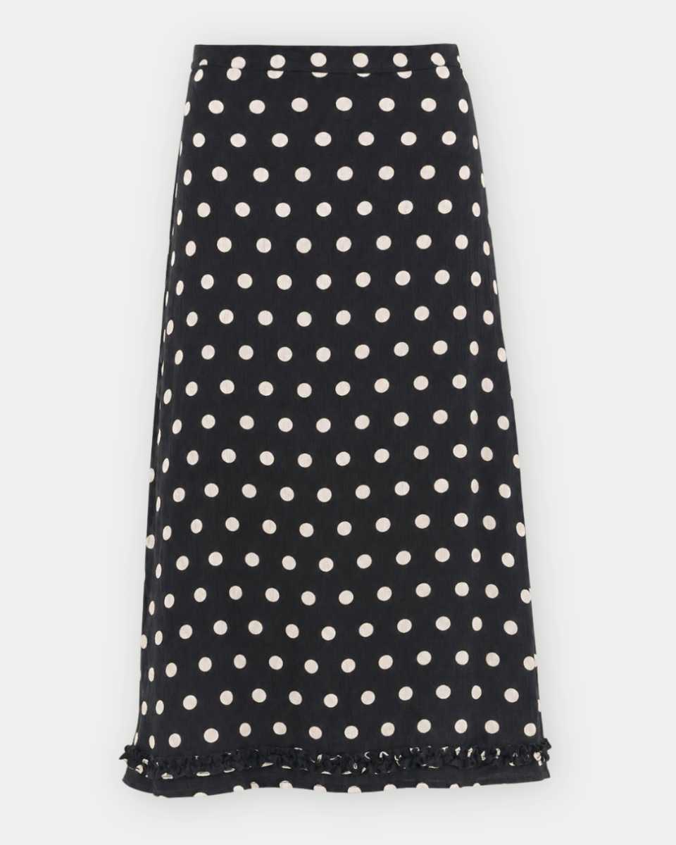 Minnie Polka Dot Ruffled Midi Slip Skirt