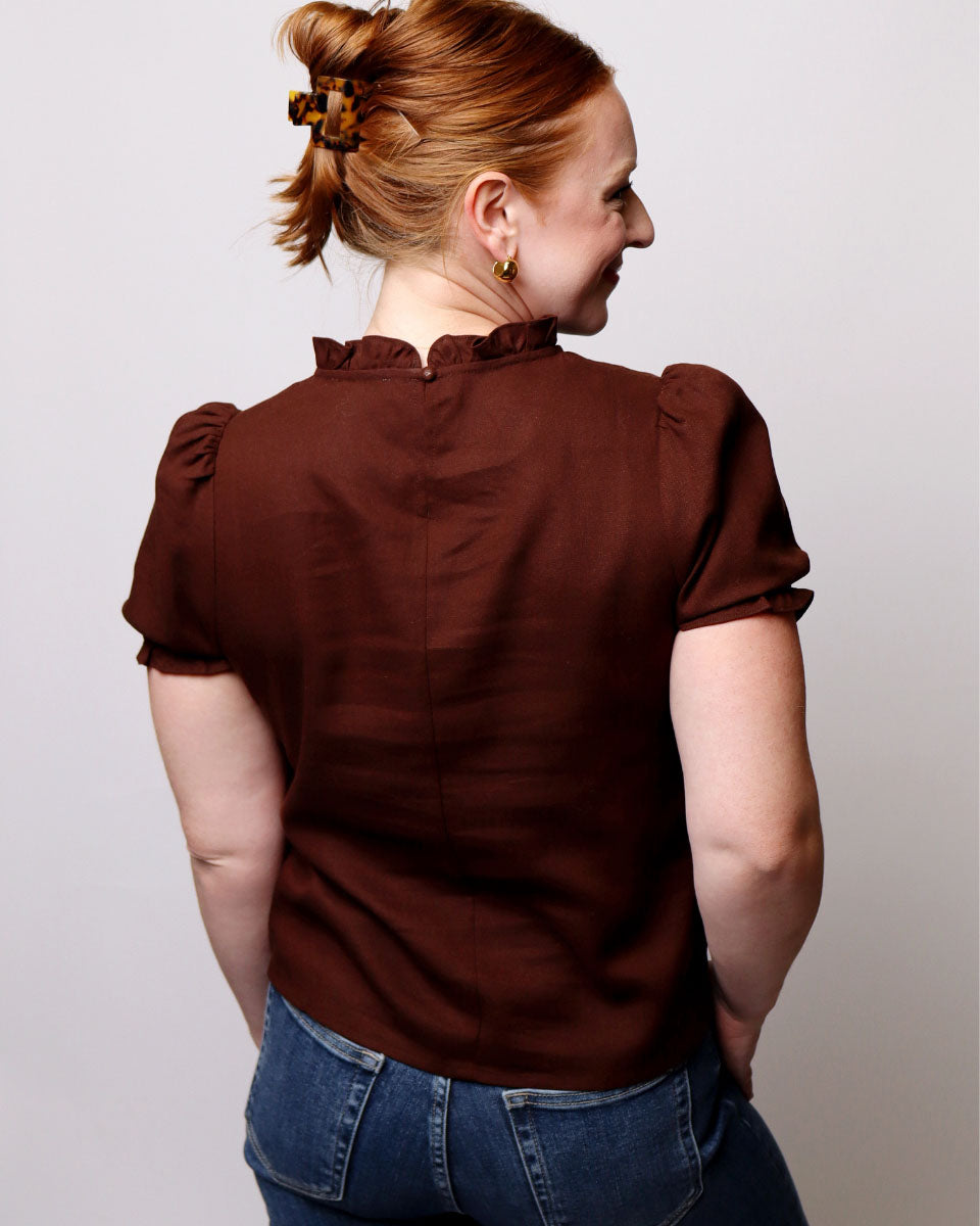 Miranda Embroidered Eyelet Blouse With Puff Sleeves