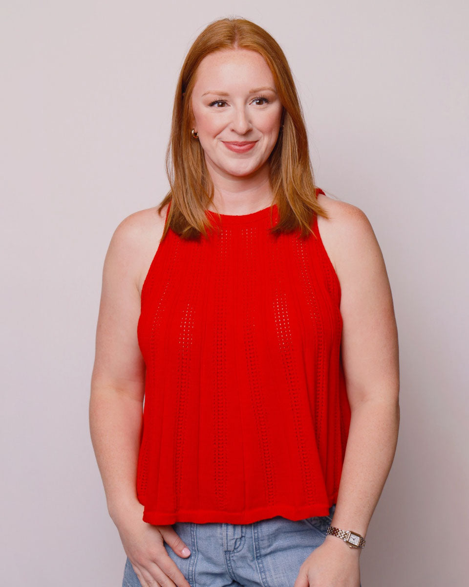 Nicole Sleeveless Sweater Tank in Red