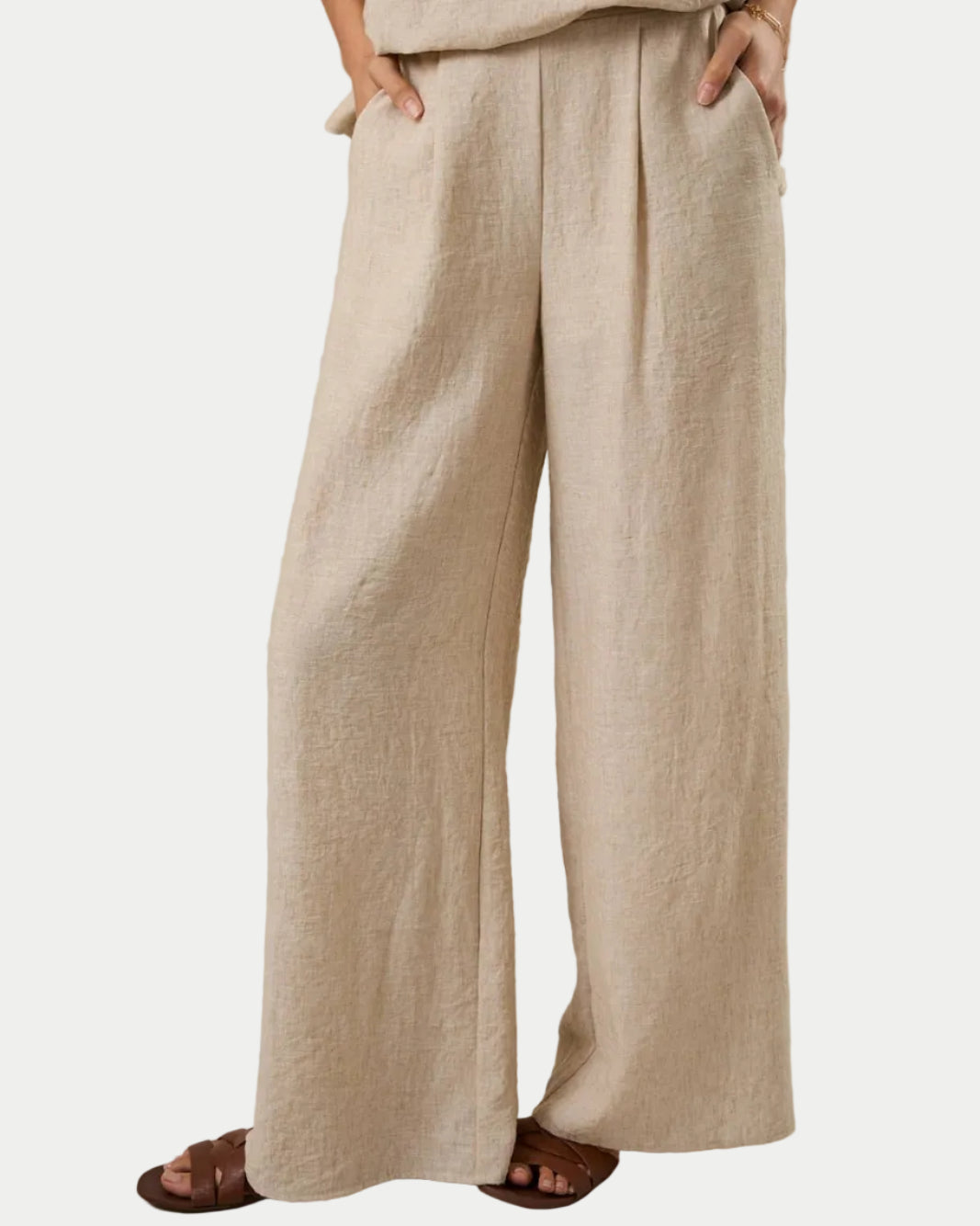 FRONT PLEAT DETAIL BACK WAIST ELASTIC WIDE LEG PANTS - Pockets.  Perfect for date night, summer parties, Graduation guest, -  Blackbird Boutique