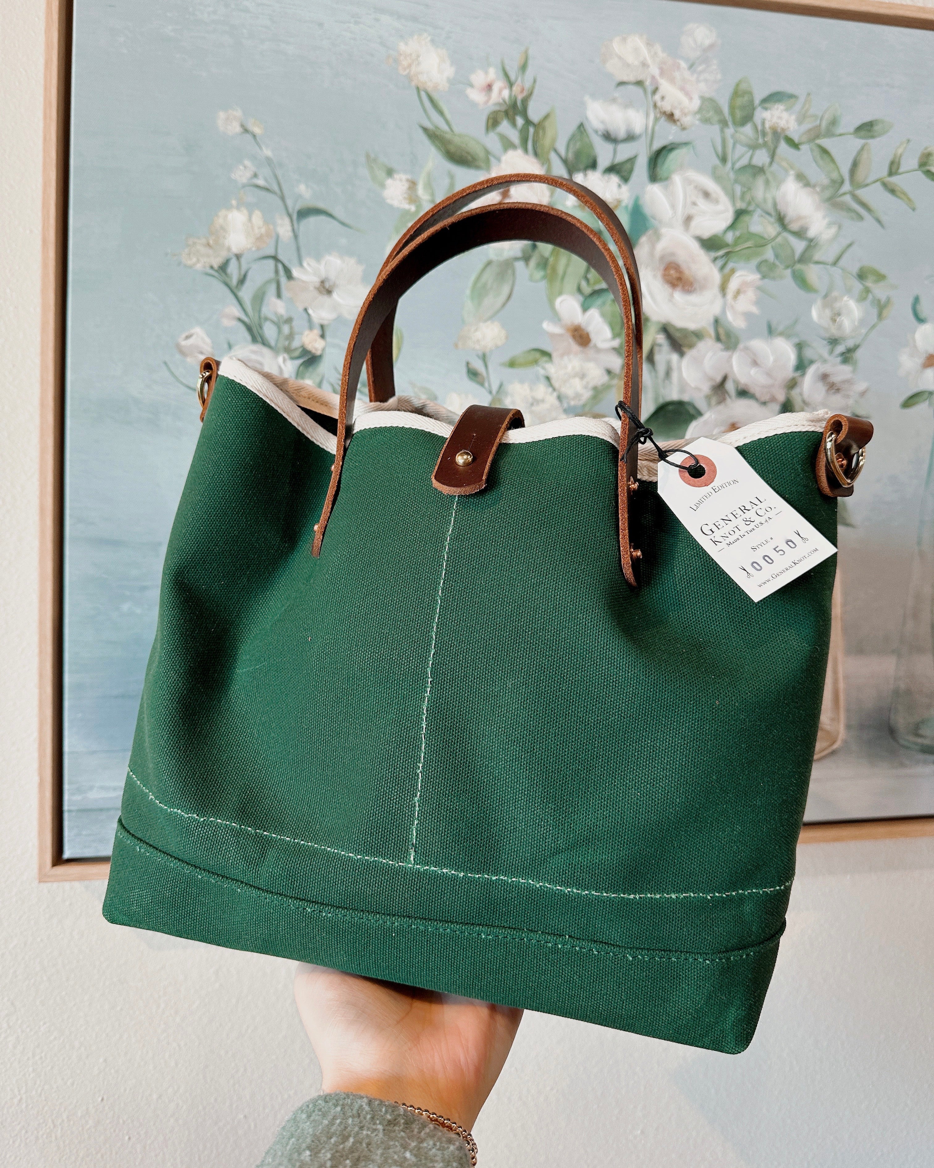 Tennis Green Waxed Canvas Mini Tote - Blackbird Boutique