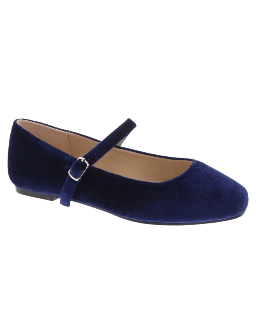 Velvet Ballet Flats in Blue - Blackbird Boutique