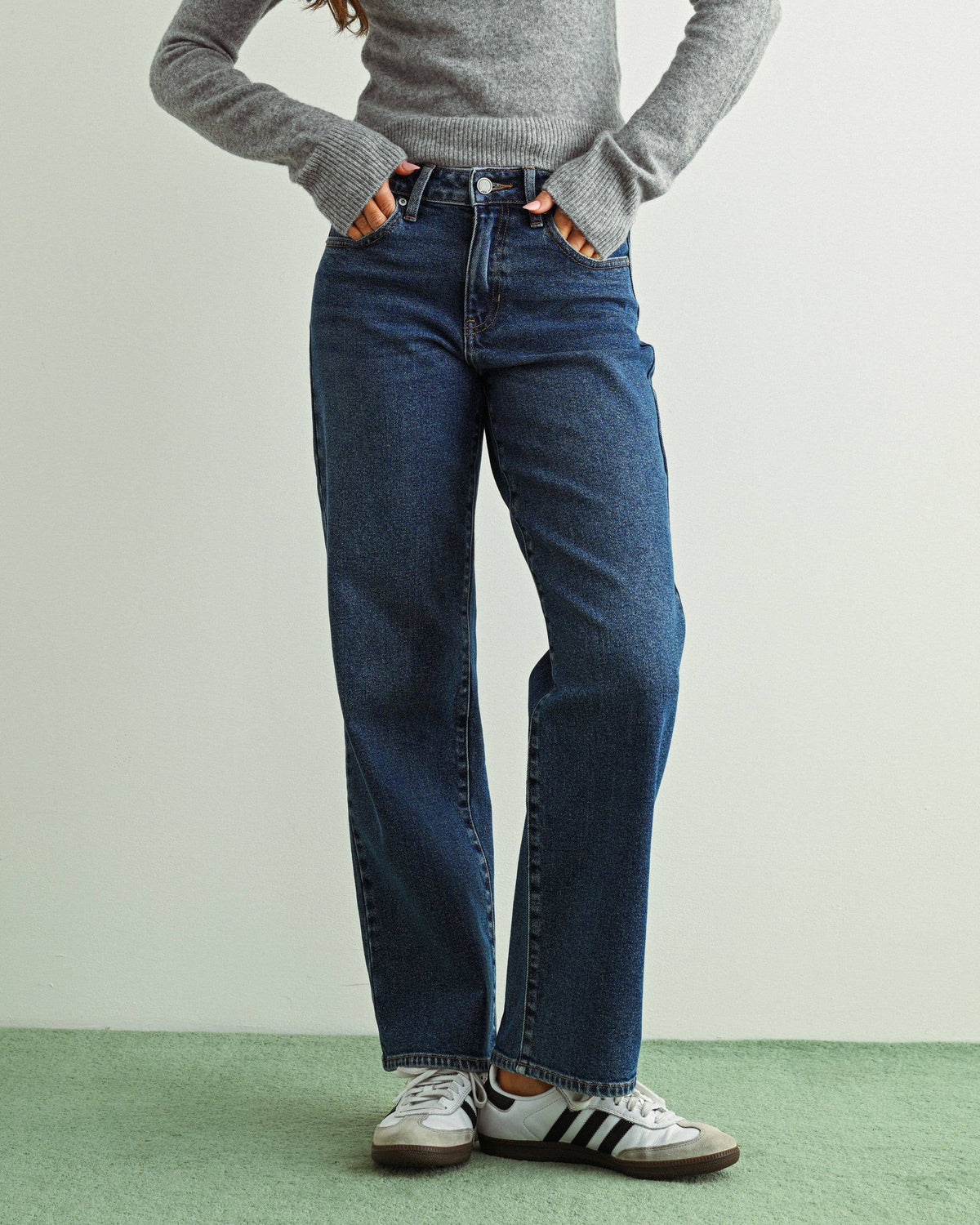 Relaxed Low Rise Stretch Straight - DARK DENIM - DP859 - Blackbird Boutique