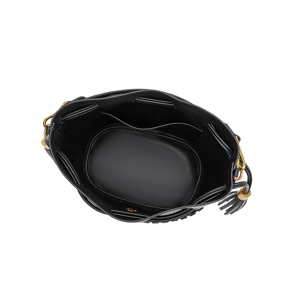 MELIE BIANCO Janae Black Recycled Vegan Leather Top Handle Bag