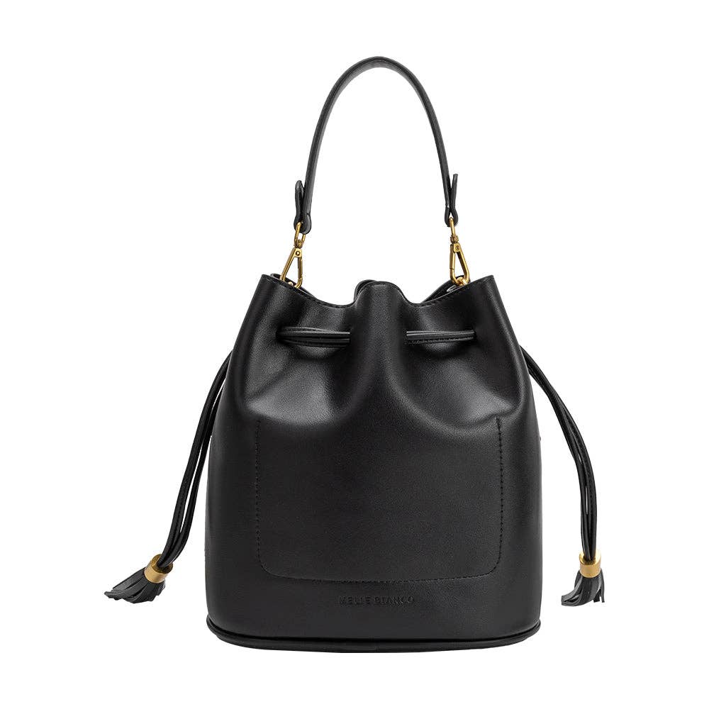 MELIE BIANCO Janae Black Recycled Vegan Leather Top Handle Bag