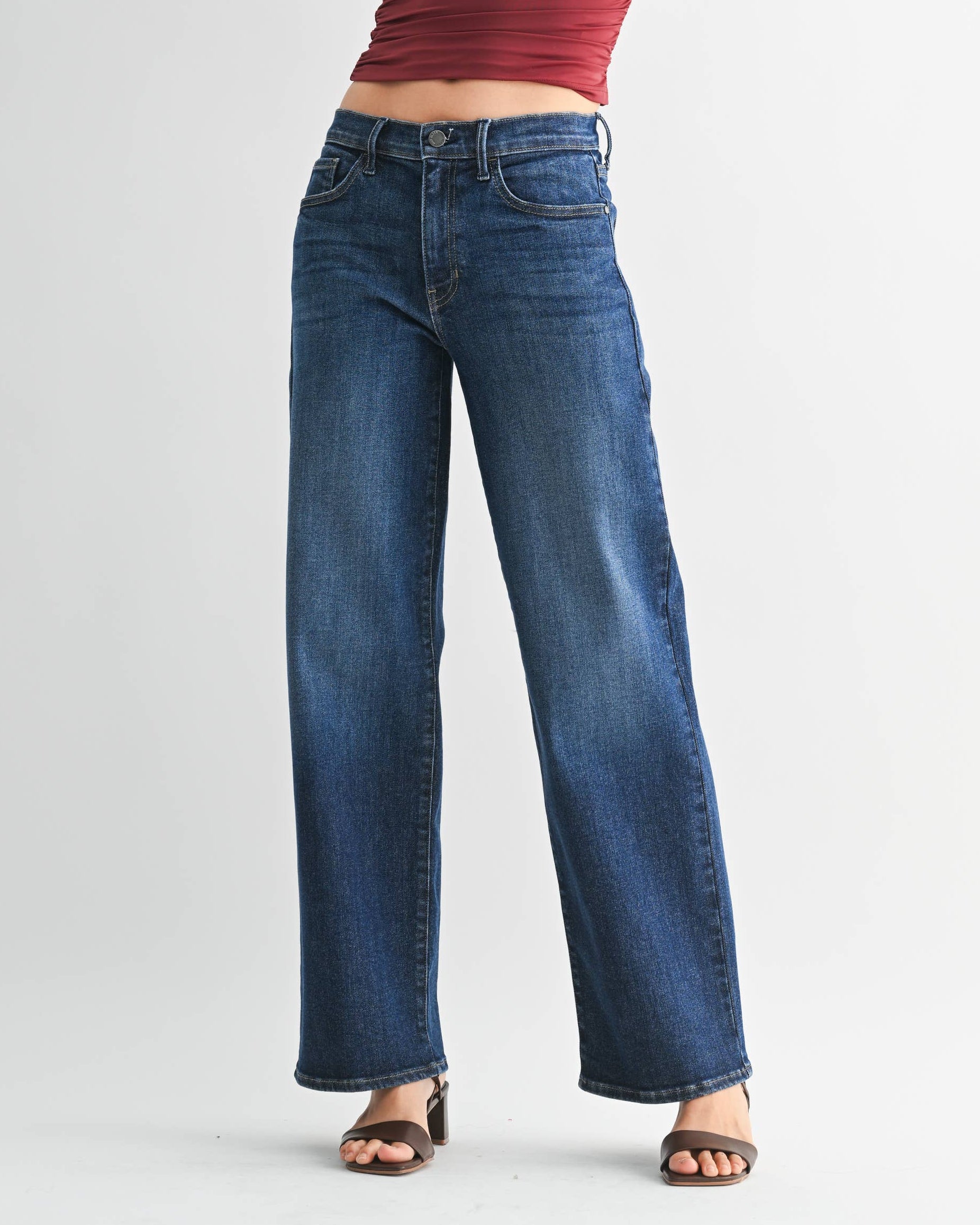 JUST BLACK DENIM | Dark Wash Loose Straight Jeans - Blackbird Boutique