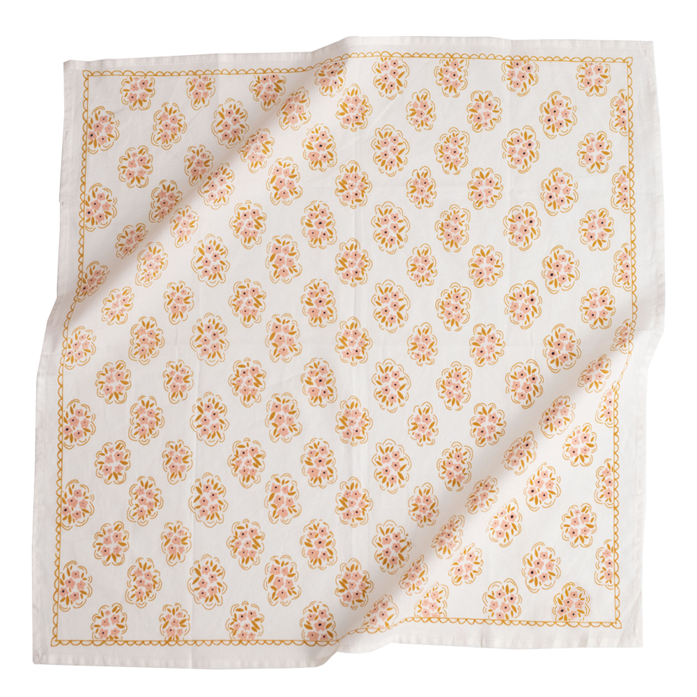 Floral patterned fabric on a white background