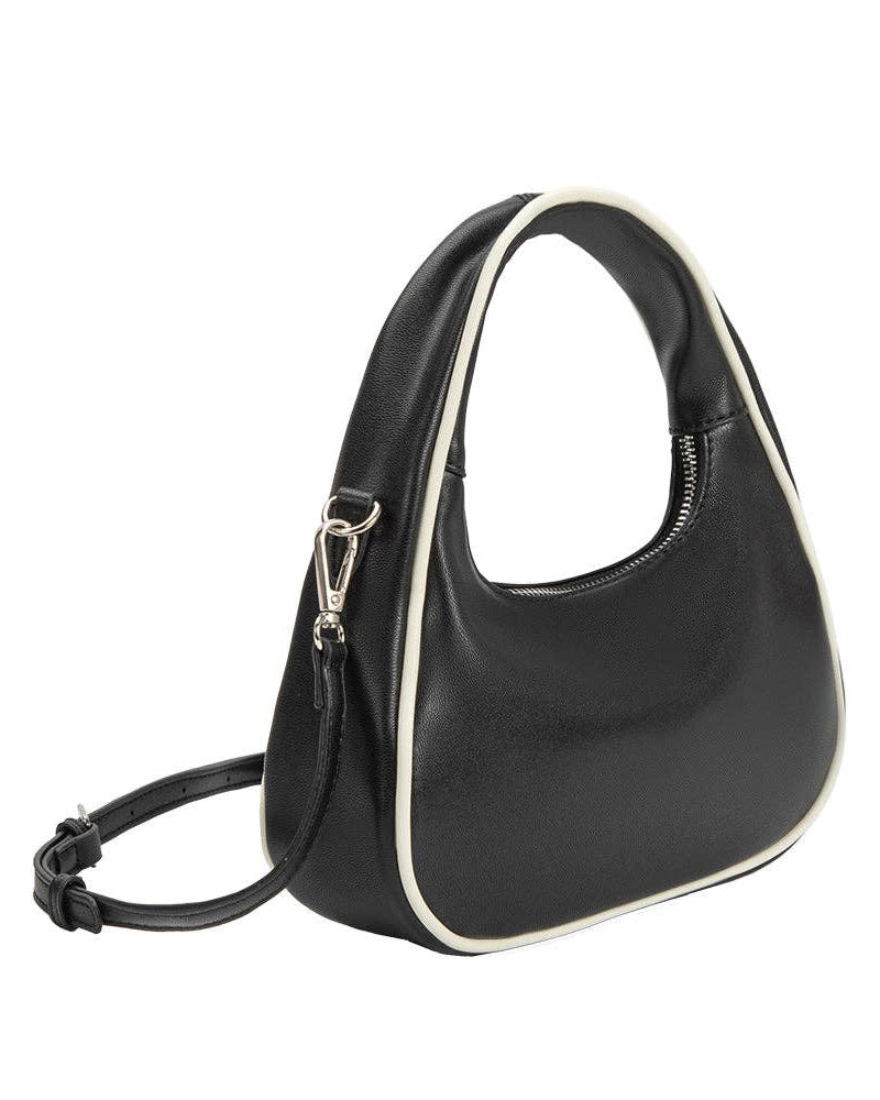 MELIE BIANCO Sarita Black Recycled Vegan Leather Top Handle Bag