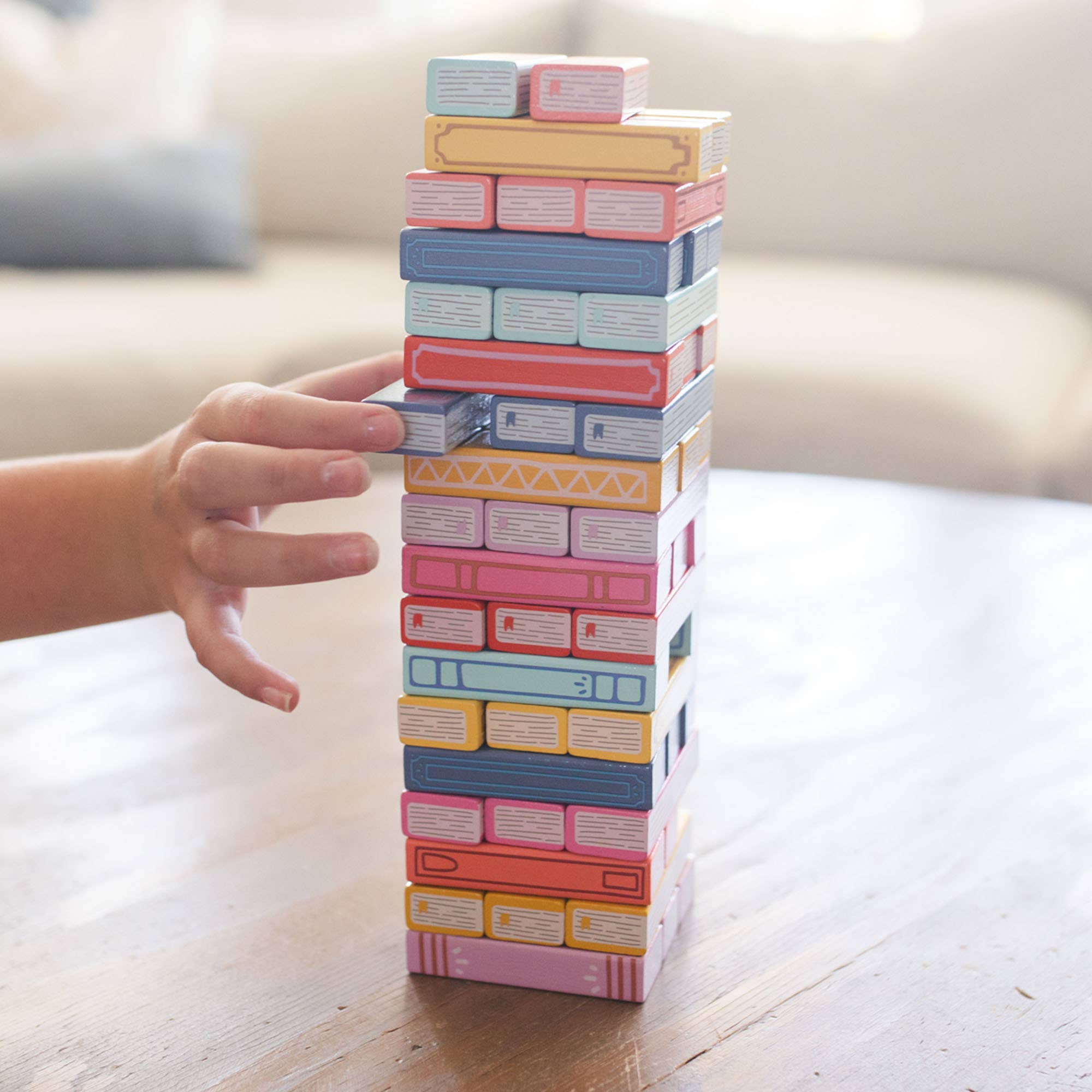 Tumbling Book Stack - Wooden Block Stacking & Balance Game - Blackbird Boutique