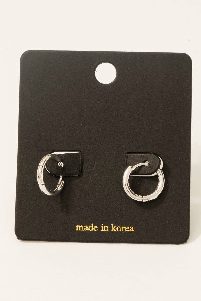 Simple Cz Station Stud Hinge Hoop Earrings - Blackbird Boutique