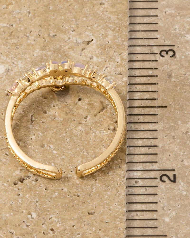 Gold Dipped Cz Butterfly Double Band Ring - Blackbird Boutique