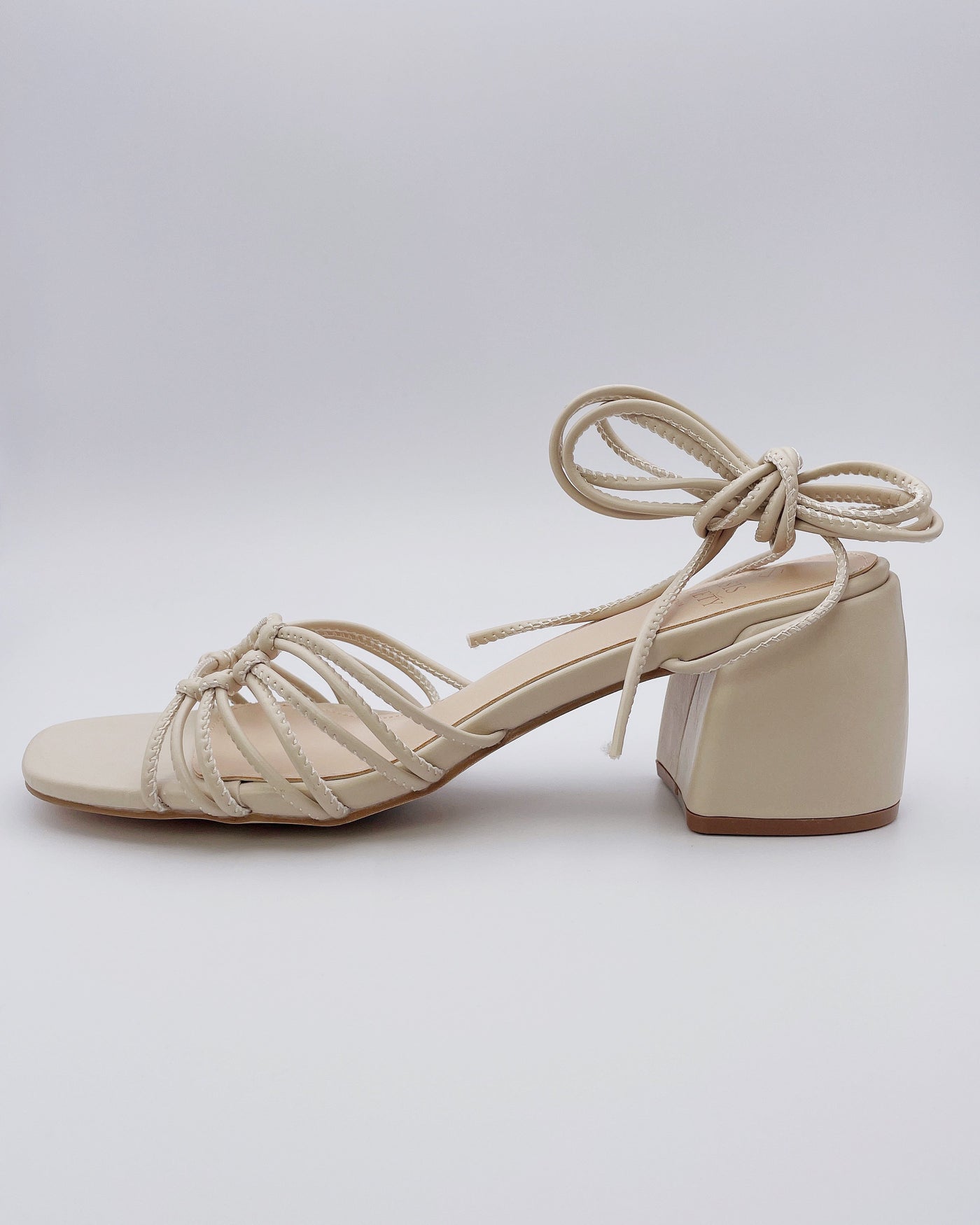 Celia Strappy Heels in Beige - Blackbird Boutique