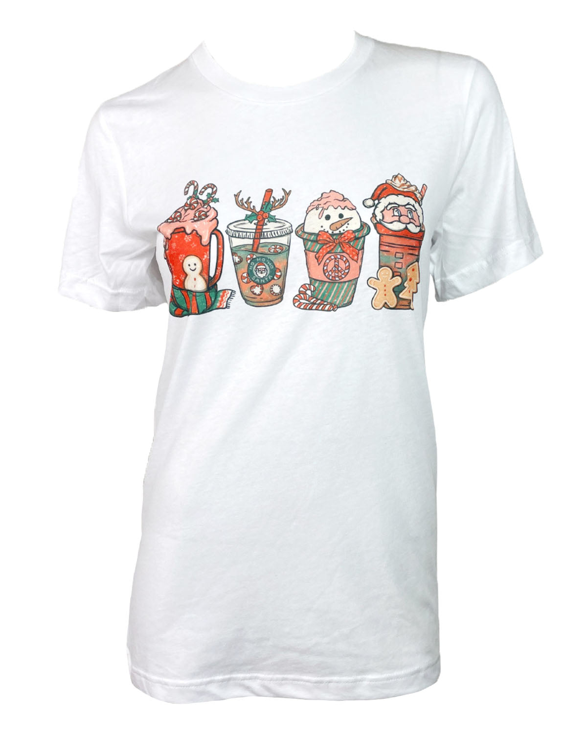 Christmas Cheer Coffee Cups Graphic Tee - Blackbird Boutique