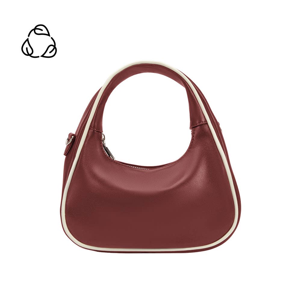 MELIE BIANCO Sarita Burgundy Recycled Vegan Leather Top Handle Bag