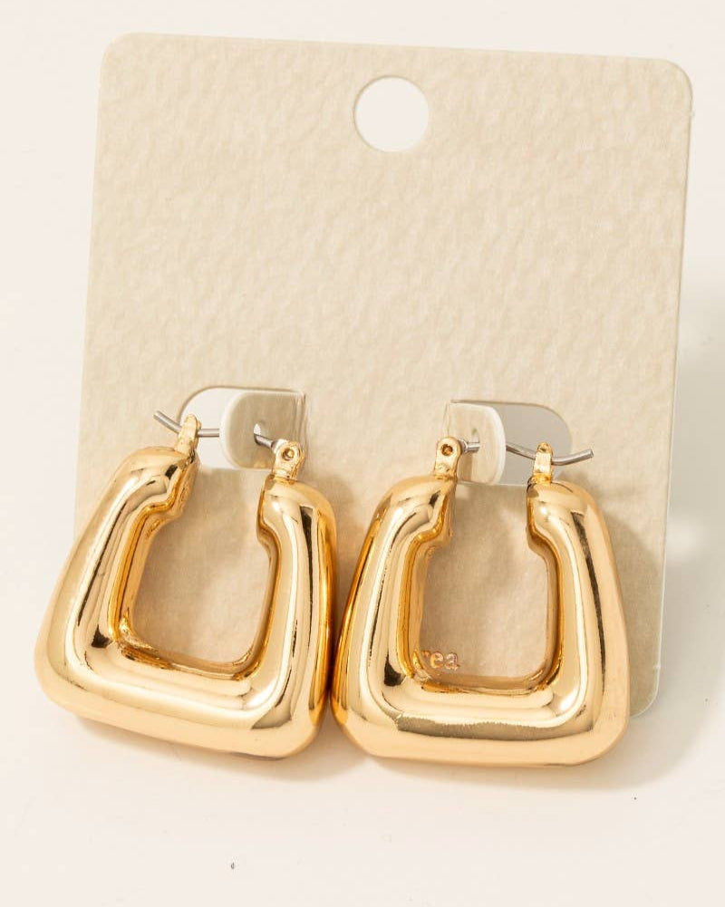 Rounded Metallic Square Latch Hoop Earrings - Blackbird Boutique