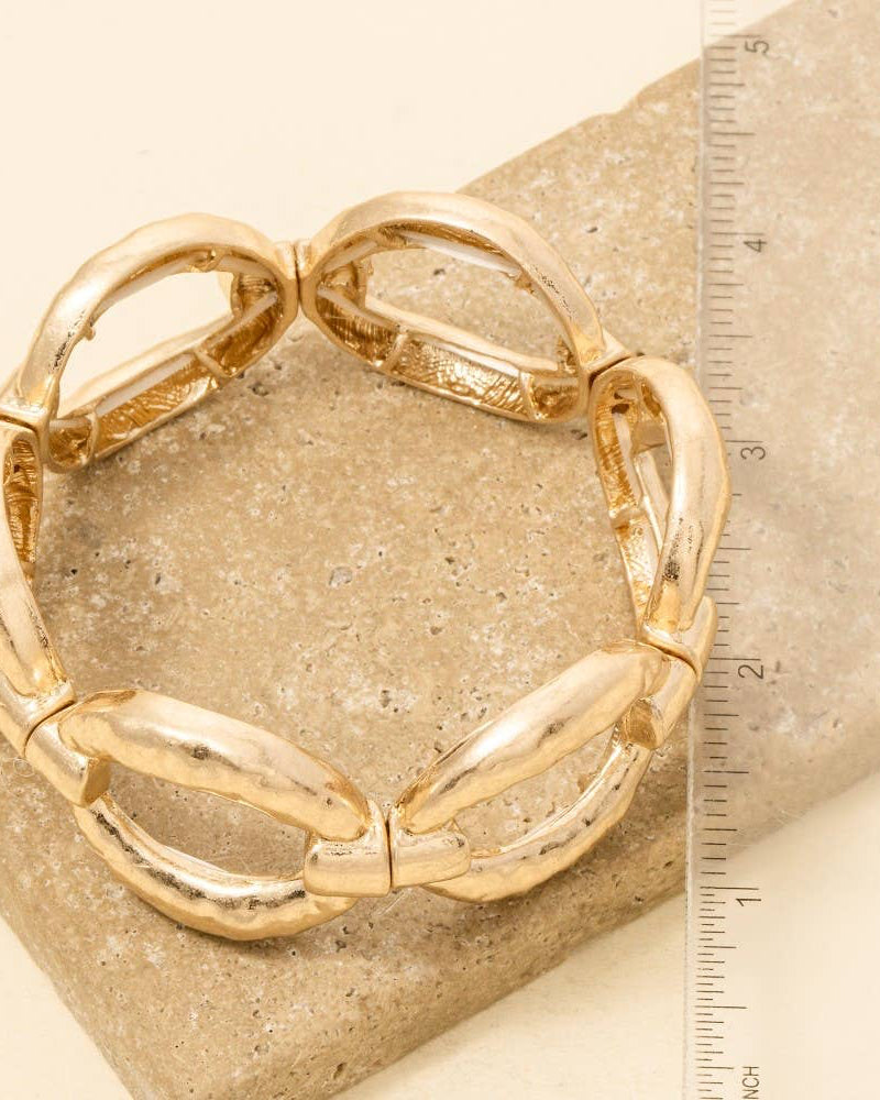 Hammered Metallic Ovals Elastic Bracelet - Blackbird Boutique