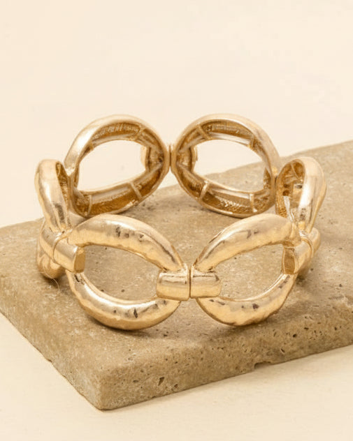 Hammered Metallic Ovals Elastic Bracelet - Blackbird Boutique