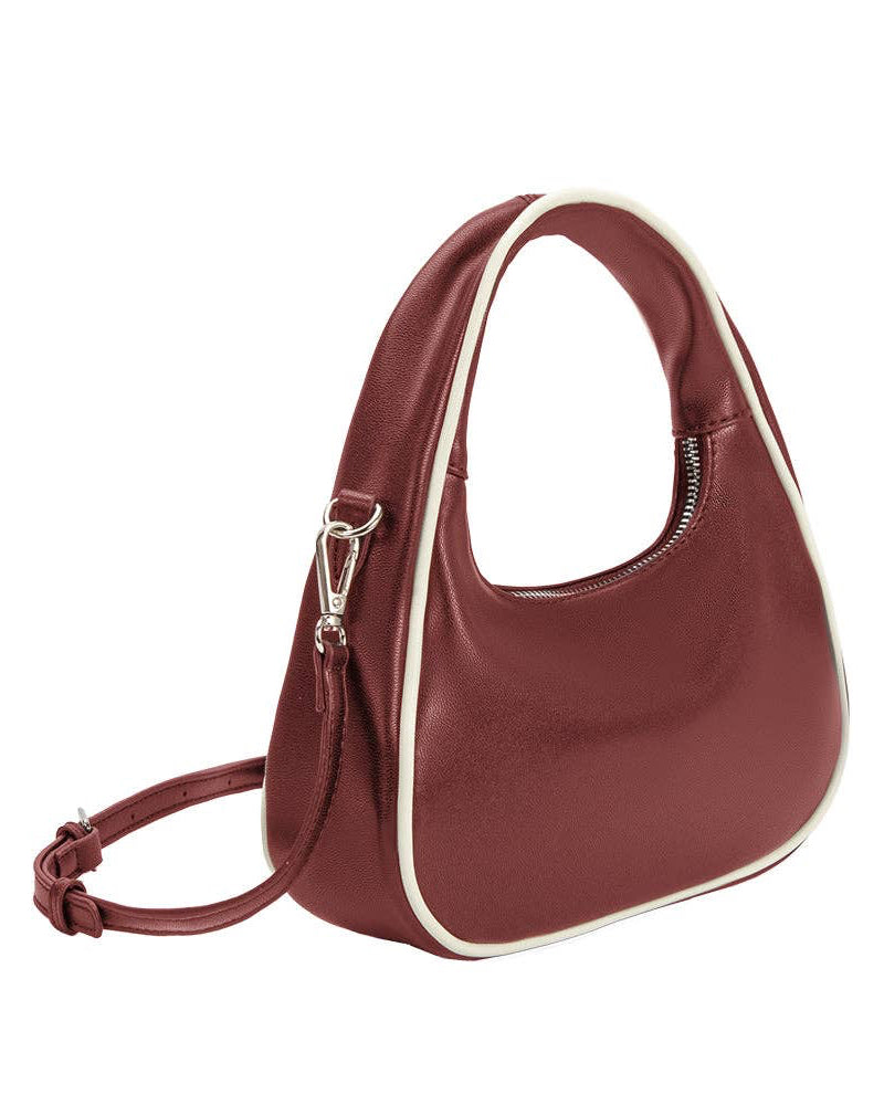 MELIE BIANCO Sarita Burgundy Recycled Vegan Leather Top Handle Bag