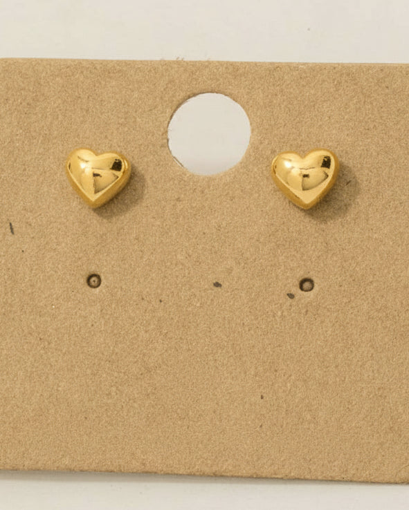 Gold Dipped Mini Heart Stud Earrings - Blackbird Boutique